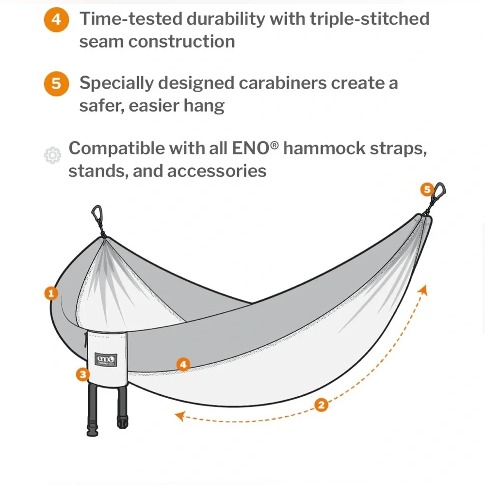 NEW - Eno DoubleNest Hammock and Suspension Straps - Red/Charcoal - Picture 7 of 10